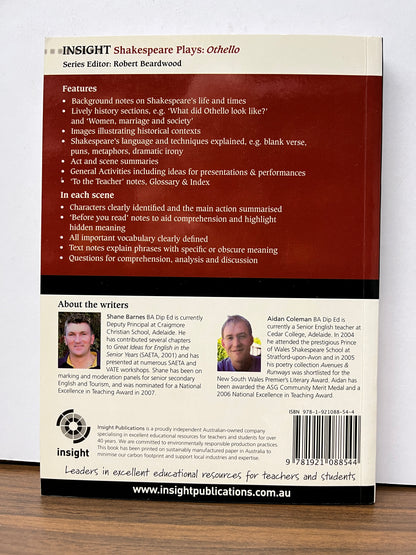 Insight Shakespeare Plays: Othello Edited by Shane Barnes & Aidan Coleman