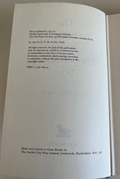 The Origins of the Peloponnesian War by G.E.M. de Ste. Croix HC/DJ VGC