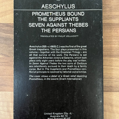 Prometheus Bound, Suppliants, Seven against Thebes, Persians by Aeschylus