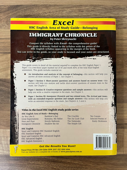 Excel HSC Area of Study Guide Immigrant Chronicle by Peter Skrzynecki