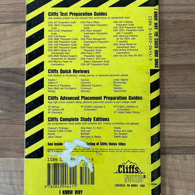 Cliffs Notes on  (Maya) Angelou's I Know Why the Caged Bird Sings