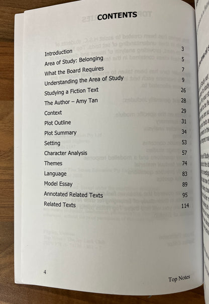 Top Notes Amy Tan's The Joy Luck Club, Study Notes for Area of Study Belonging