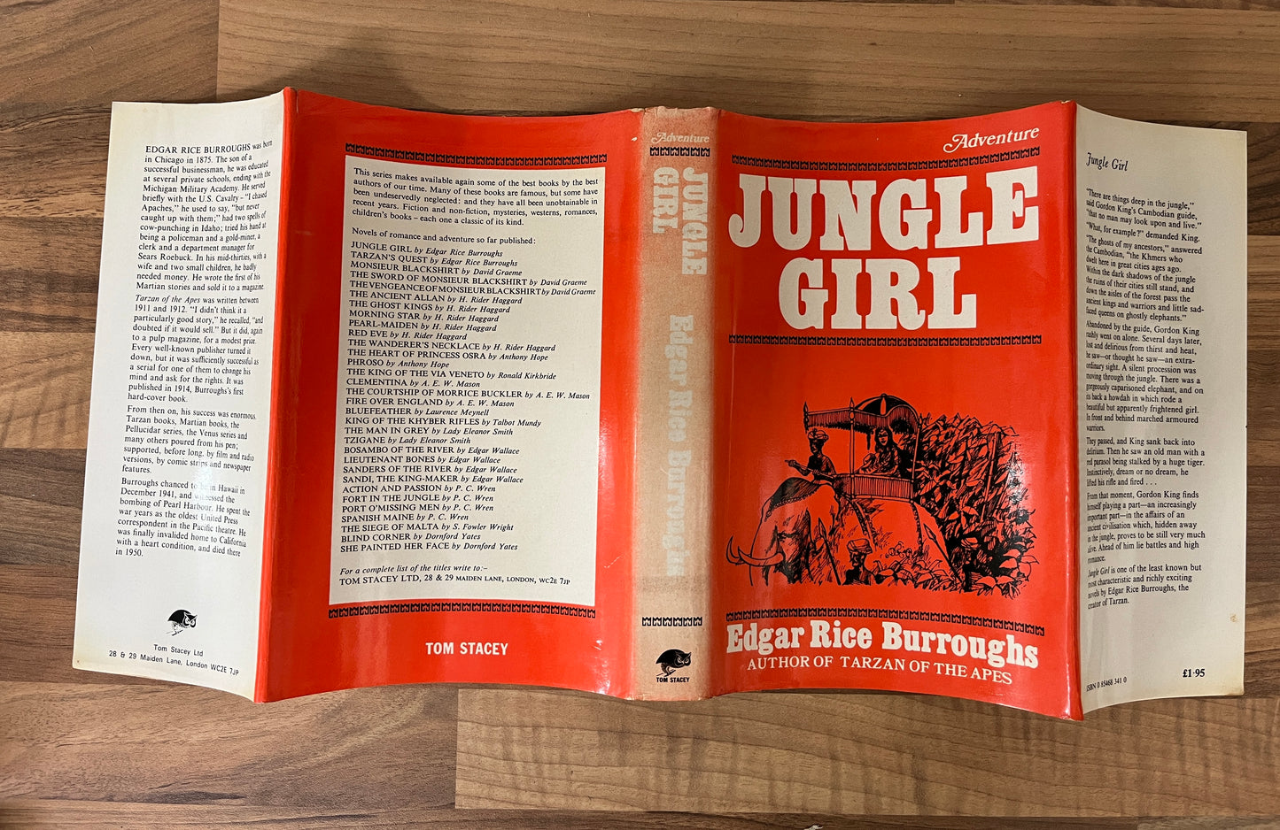 JUNGLE GIRL by Edgar Rice Burroughs - Author of Tarzan of the Apes (HC/DJ, 1973, Tom Stacey)