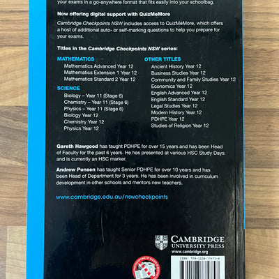 Cambridge Checkpoints NSW PDHPE Year 12 2020-2021 Current Syllabus