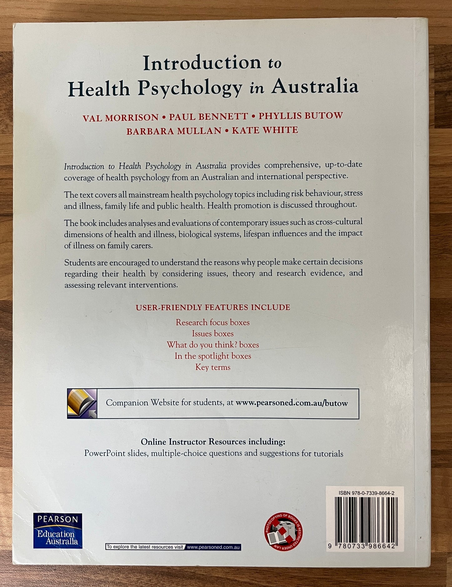 Introduction to Health Psychology in Australia by Val Morrison, Paul Bennett et al