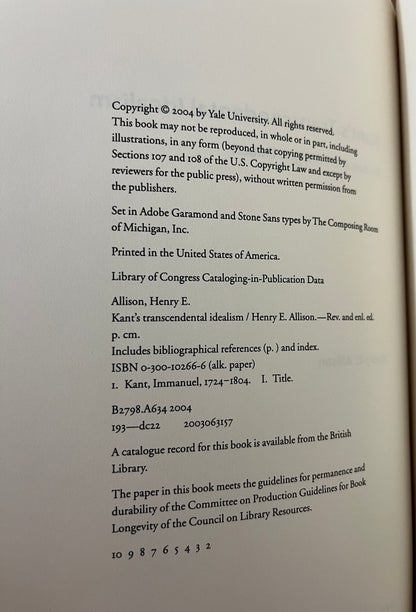 Kant’s Transcendental Idealism: An Interpretation and Defence by Henry E. Allison