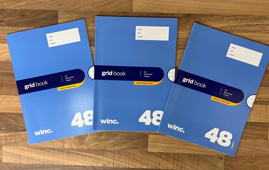 Pack of 3 Winc A4 10mm 70gsm 48 Page Grid Books NEW