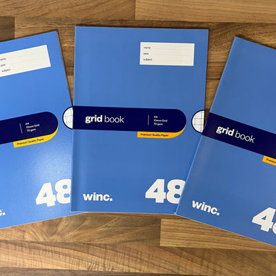 Pack of 3 Winc A4 10mm 70gsm 48 Page Grid Books NEW