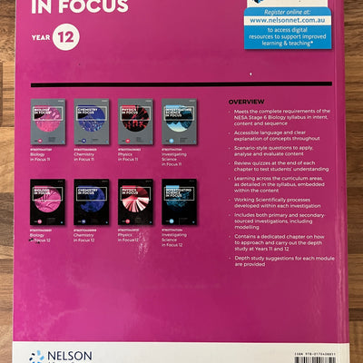 Biology in Focus Year 12 Student Book+ Access Code, 2nd Edition by Glenda Chidrawi et al