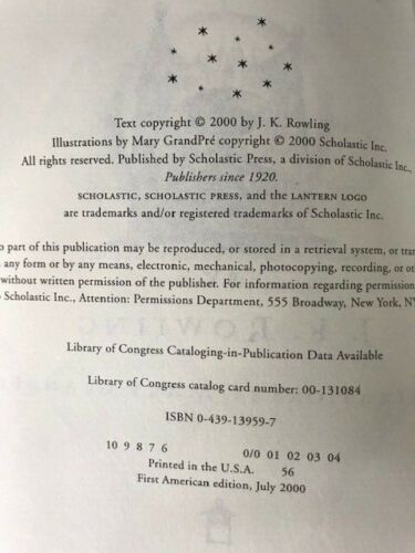 Harry Potter and the Goblet of Fire, 1st US Edition/1st Print, Hardcover/Dust Jacket