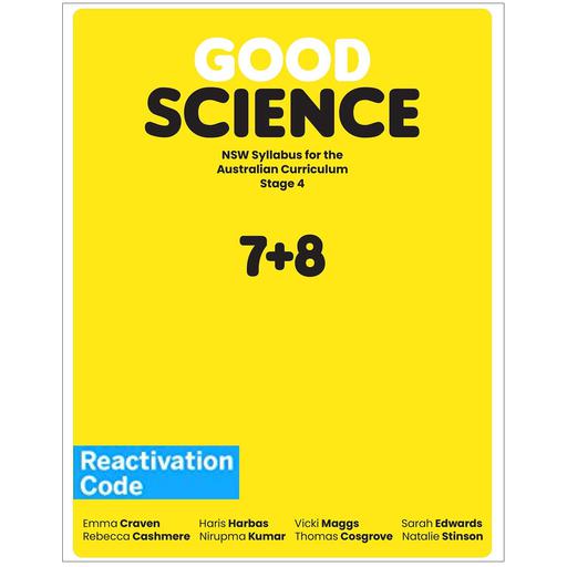 (EBOOK REACTIVATION ONLY/EMAILED) Good Science NSW Syllabus Stage 4 Reactivation Code (FIRM SALE)