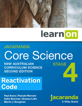 (EBOOK REACTIVATION ONLY/EMAILED) Jacaranda Core Science Stage 4 NSW AC LearnON, 2nd Edition (REACTIVATION CODE) (FIRM SALE)