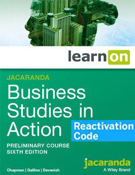 (EBOOK REACTIVATION ONLY/EMAILED) Jacaranda Business Studies in Action Preliminary Course eBookPLUS, 6th Edition (REACTIVATION CODE) (FIRM SALE)