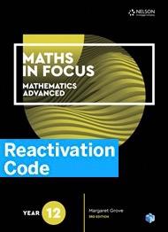 (EBOOK REACTIVATION ONLY/EMAILED) Maths in Focus 12 Mathematics Advanced eBook Reactivation Code (FIRM SALE)